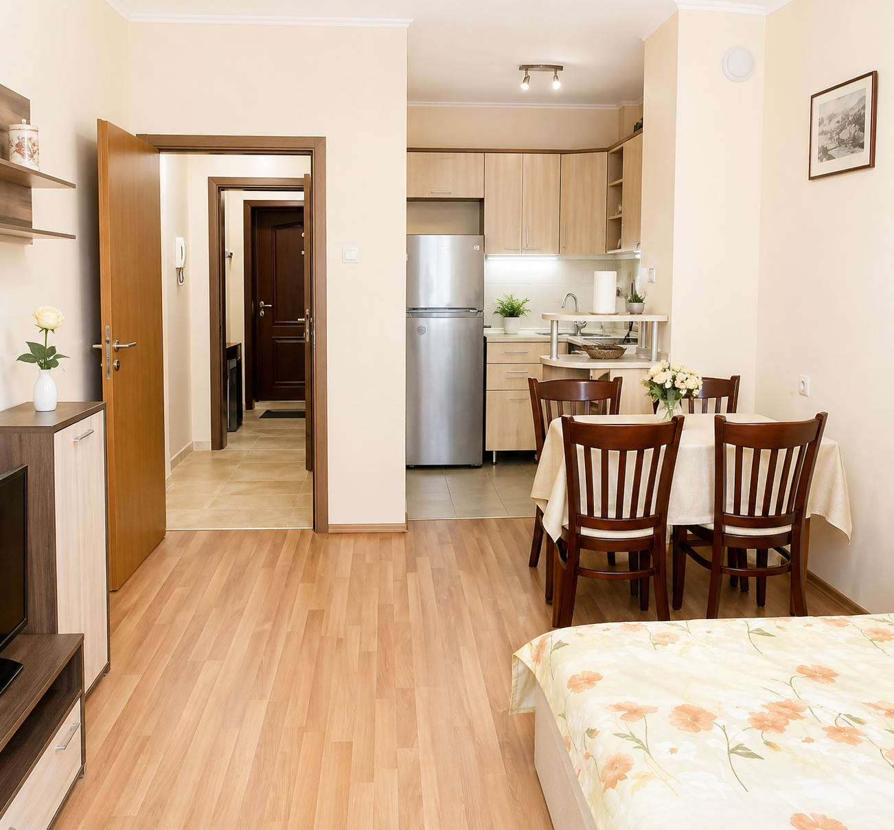 Living room and kitchen